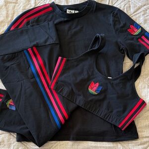 Adidas Black Set with Red and Blue Accents